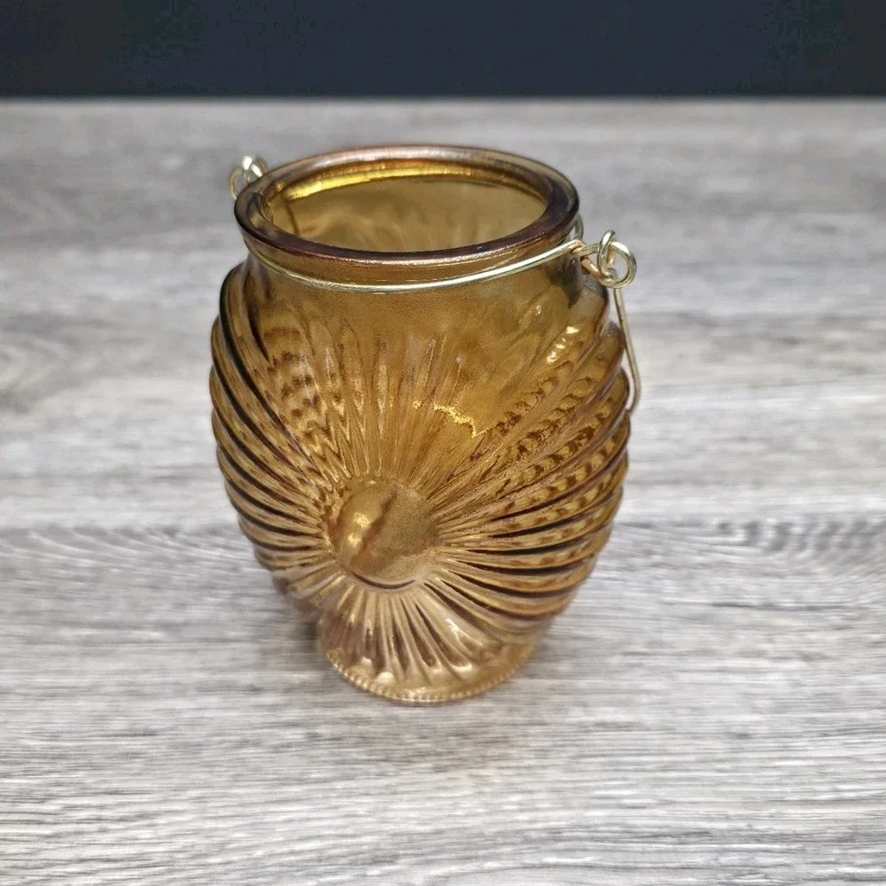 Amber Lantern Style Small Vase‎ - Great For Any Occasion - 4.5
